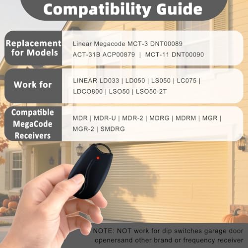 Garage Door Opener Remote for ACT-31B ACP00879 Megacode Linear Garage Door Opener Remote 1-Channel Remote Control Compatible with Linear Megacode MCT-3 DNT00089 MCT-11 DNT00090 - style: ACT-31B-1Pcs