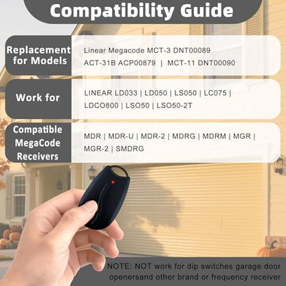 Garage Door Opener Remote for ACT-31B ACP00879 Megacode Linear Garage Door Opener Remote 1-Channel Remote Control Compatible with Linear Megacode MCT-3 DNT00089 MCT-11 DNT00090 - style: ACT-31B-1Pcs