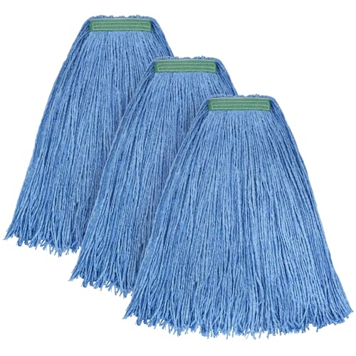Matthew Cleaning 24oz 3Pack Cotton Floor Mop,Cotton Looped-Open String Heavy Duty String Refills, Universal Headband Blend ,Mop Head Replacement for Home, Industrial and Commercial Use(Blue) - color: Blue, size: 24oz 3 Pack