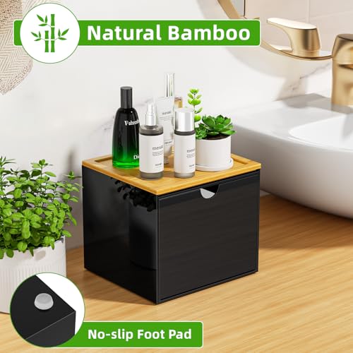 VITVITI Drawer Disposable Face Towel Holder Box, Acrylic Storage, Black - color: Black 2