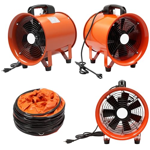 dreamdragon 12-Inch Utility Blower Fan with 25FT Duct Hose, 3300 RPM, 69dB - color: 12in-25ft