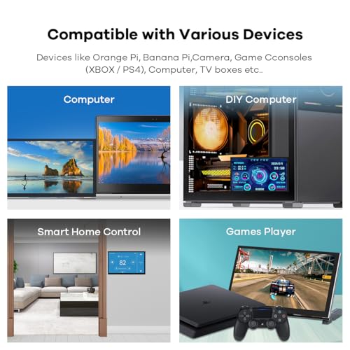 Hosyond 7 Inches Touchscreen IPS LCD Display Panel 1024×600 HDMI Capacitive Touch Screen for Raspberry Pi5/Pi4/Pi3/ZERO 2W, BB Black, Windows - size: 7 inches