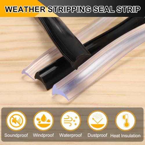 PATIKIL 2Pcs Weather Stripping Door Seal 9/64" Slot, 16.4Ft, Clear, PVC - color: Clear, size: 9/64" Slot, 16.4Ft