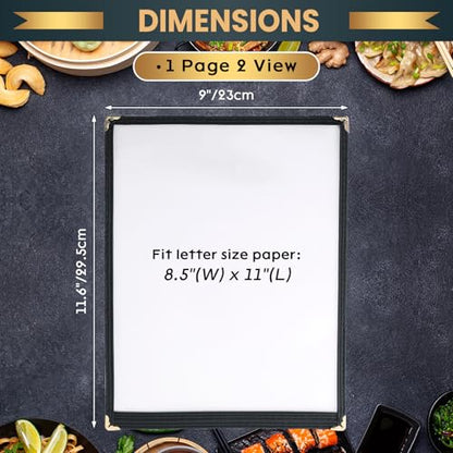 Menu Covers 8.5 x 11, 30 Pack Clear PVC Restaurant Sleeves - size: 8.5" x 11", 1 Page 2 View