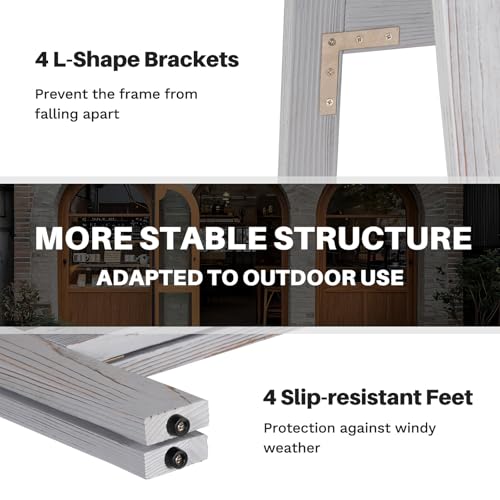 4 THOUGHT A-Frame Double-Sided Magnetic Chalkboard 40"x20", Grey - color: Grey