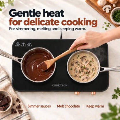 COOKTRON Portable Induction Cooktop 2 Burner with Griddle Pan, 1800W, Black - size: Double Induction Cooktop with Griddle Pan
