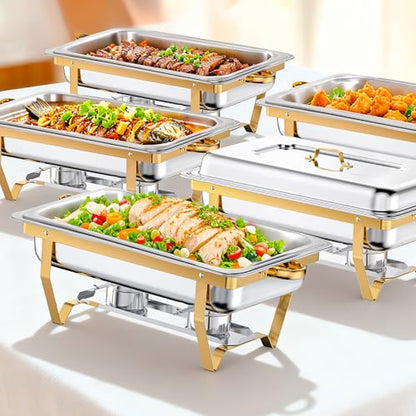 Chafing Dishes for Buffet, 9QT 5 Pack Chafing Dish Buffet Set - size: 5 Pack Gold