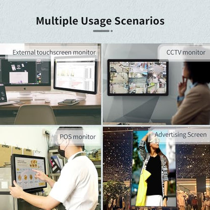 18.5 inch Capacitive Multi-Touch Screen Industrial Monitor, 16:9 Display 1920 x 1080P, Built-in Speakers, VGA, DVI & HD-MI Monitor for PC, POS, Small Business, Restaurant - size: 18.5-inch