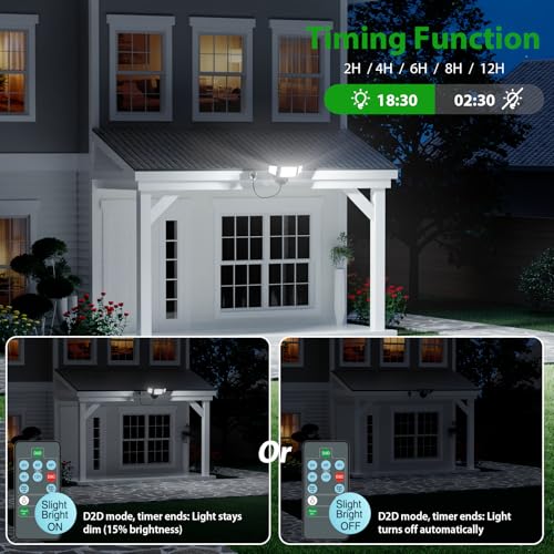 iMaihom Dusk to Dawn Outdoor Lighting, Plug in Flood Light, Remote, Black - color: Black
