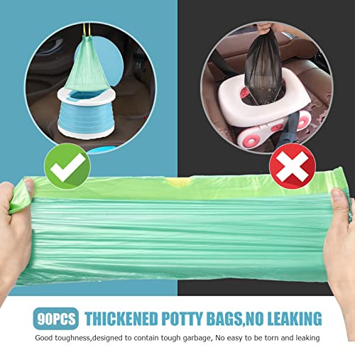 Portable Travel Potty Chair Liners Bags with Drawstring 90 PCS (18×20 INCH) - color: Green
