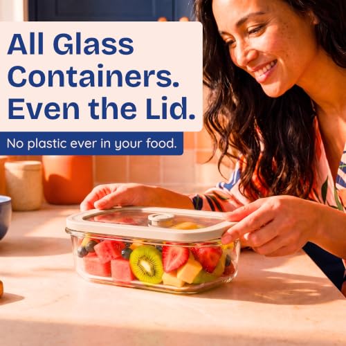 Non-Toxic Glass Food Containers with Lids, 4-Pack, 21 oz, Airtight, Beige - color: Beige, size: 21 Oz