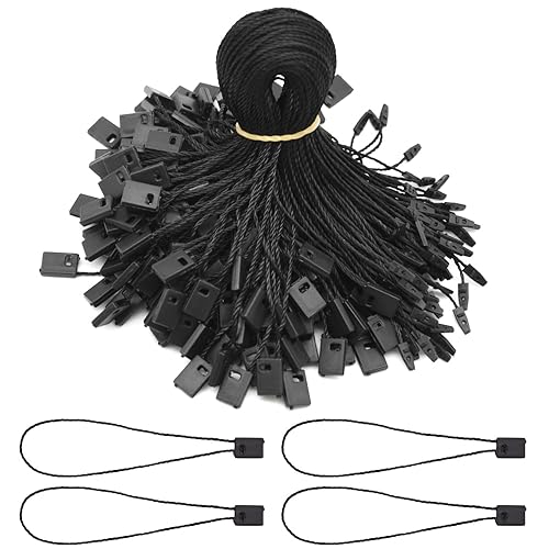 1000Pcs Hang Tag String 7 Inch Nylon String Snap Lock Pin Loop Fastener Hook Ties Easy and Fast to Attach (Black) - color: Black