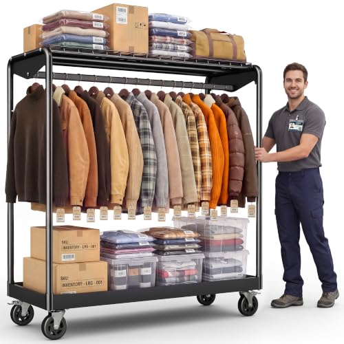 HOKEEPER Clothes Rack Load 1200LBS Commercial Clothing Rack Heavy Duty - size: 20"D x 62.2"W x70.5"H