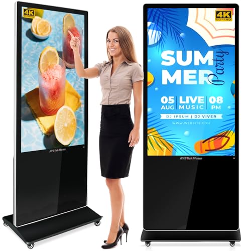 55" Digital Signage Displays, 4K LCD Touch Screen Floor Standing Display - size: 55 inch