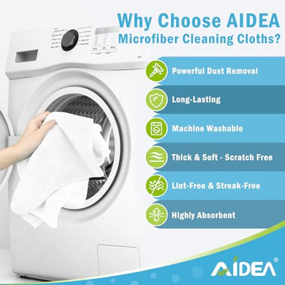 AIDEA White Microfiber Cleaning Cloth, 50PK, Cleaning Rags 11.5"x 11.5" - color: White