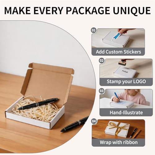 Fishat 7" x 5" x 1" White Corrugated Cardboard Shipping Boxes Set of 25 - size: 7" x 5" x 1"