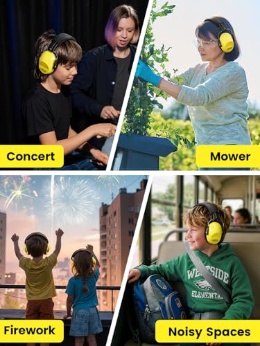 Dr.meter Noise Cancelling Headphones for Kids, Toddler Ear Protection Muffs - color: Yellow