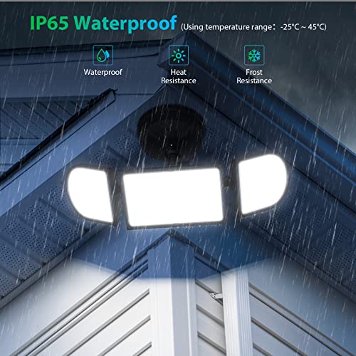 iMaihom 180W LED Security Light, 18000LM Flood Light Outdoor, Wired, Switch Controlled, IP65 Waterproof Exterior Floodlight, 6500K Daylight White, 3 Adjustable Heads for Garage, Yard, Entryway (Black) - color: Black