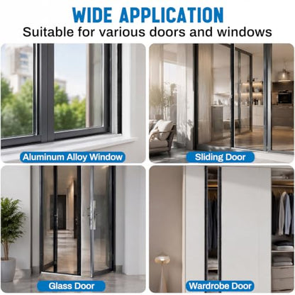 Pushglossy 4 Pcs 42inch Commercial Door Astragal Seal with Weatherstripping - size: 42 Inch