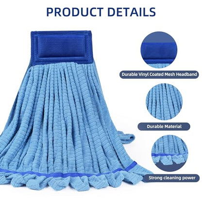 Large Microfiber Tube Mop Heads,Heavy Duty Mop Head,Highly Absorbent,Commercial Mop Head Replacement,Wet Mop Heads Replacement,for Hardwood, Tile, Laminate Floors (Blue 6) - color: Blue 6