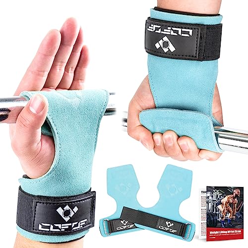 Weight Lifting Wrist Strap, Double-Layer Leather for Deadlift Powerlifting - color: Lake Blue