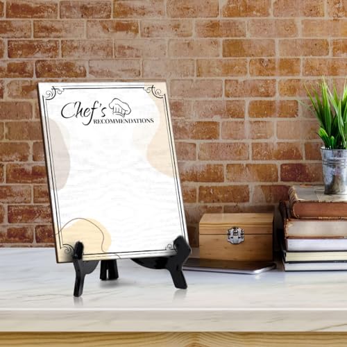 Chef's Recommendations 6x8 Dry Wipe Table Sign Easy Installation | Restaurant & Bar | Perfect To Clearly Direct Customers & Advertise Specials | No Pen Included - style: Chef's Recommendations