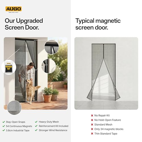 AUGO Magnetic Screen Door Mesh, Heavy Duty, Hands Free, 38 x 97 Inch - size: 38" x 97"
