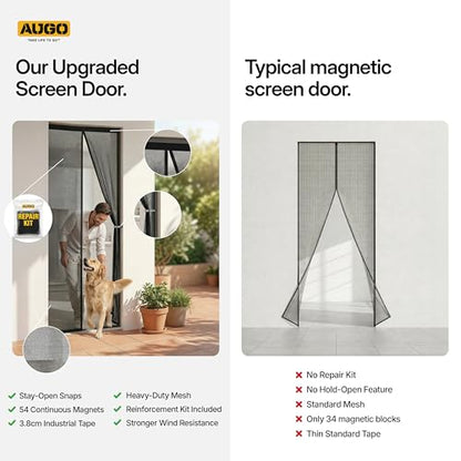 AUGO Magnetic Screen Door Mesh, Heavy Duty, Hands Free, 38 x 97 Inch - size: 38" x 97"