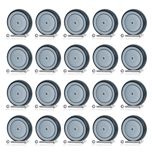 SY America 5" x 1.25" Shopping Cart Replacement Wheels Kit, Rubber Wheels for Grocery & Supermarket Carts, Smooth & Quiet Rolling, 350 lbs per Wheel, Universal Fit, 5/16" Bore, Grey, 20 Pack - style: 20-Pack (5/16'' Bore)