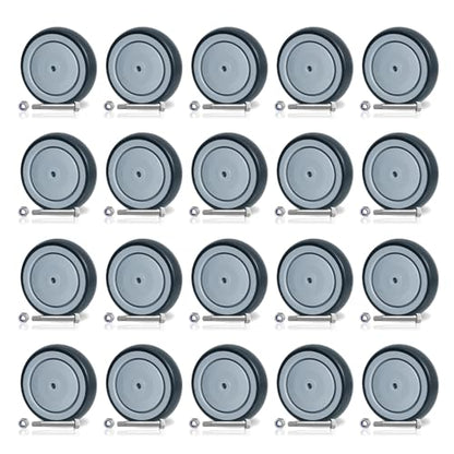 SY America 5" x 1.25" Shopping Cart Replacement Wheels Kit, Rubber Wheels for Grocery & Supermarket Carts, Smooth & Quiet Rolling, 350 lbs per Wheel, Universal Fit, 5/16" Bore, Grey, 20 Pack - style: 20-Pack (5/16'' Bore)
