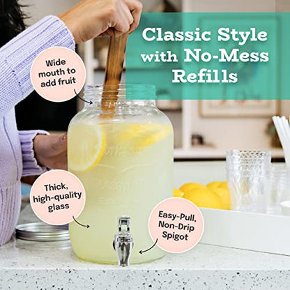 Estilo Glass Drink Dispensers,1 Gallon Beverage Dispenser, Leak-Free Spigot - size: 1 Gallon, style: Single w/o Stand
