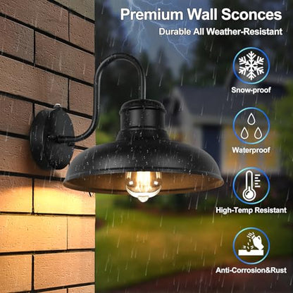 TOBUSA Dusk to Dawn Outdoor Wall Lights, Farmhouse Gooseneck Barn Lights - color: Black, size: 11.5 inch
