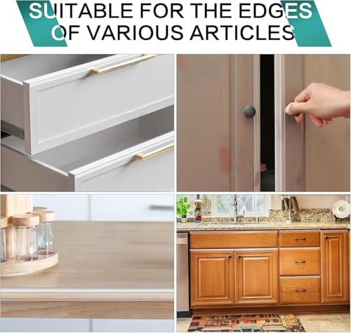 MONOID Drawer Edge Protector, Slip-On Clear Table Corners Guards, Door Kitchen Furniture Bumper, Prevent Wear, Impact Protection, Ease to Cut, 3/4" Thick, 39.37" Length – Clear, Pack of 5