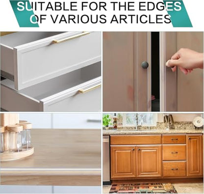 MONOID Drawer Edge Protector, Slip-On Clear Table Corners Guards, Door Kitchen Furniture Bumper, Prevent Wear, Impact Protection, Ease to Cut, 3/4" Thick, 39.37" Length – Clear, Pack of 5