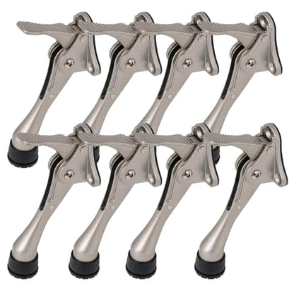 4 Inch Kickdown Door Stopper, Adjustable Step-On (Satin Nickel, 8 Pack) - color: Satin Nickel, size: 4 INCH X 8 PACK