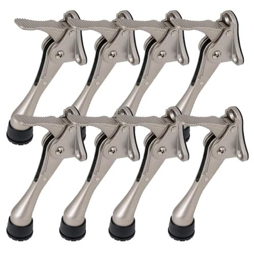 4 Inch Kickdown Door Stopper, Adjustable Step-On (Satin Nickel, 8 Pack) - color: Satin Nickel, size: 4 INCH X 8 PACK