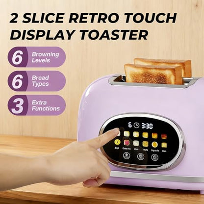 Roter Mond Toaster 2 Slice Touchscreen Stainless Steel, Light Purple - color: Pink