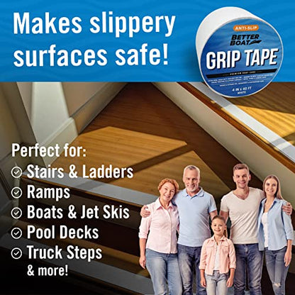 Anti Slip Tape for Outdoor Stair Treads, Non-Skid Grip for Stairs - color: White
