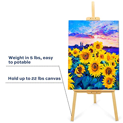 finenolo Wooden Easel Stand for Painting, 45" Adjustable Height Folding Art Easel for Canvas, Drawing, Wedding Signs & Posters, Ideal for Adults, Artists, Beginners, Students & Kids