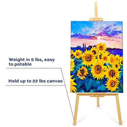 finenolo Wooden Easel Stand for Painting, 45" Adjustable Height Folding Art Easel for Canvas, Drawing, Wedding Signs & Posters, Ideal for Adults, Artists, Beginners, Students & Kids