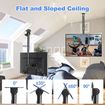 XINLEI Ceiling TV Mount Full Motion TV Bracket for Most 26 to 65 Inch Flat Curved TVs/Monitors, Swivel Tilt Height Adjustable Hanging Mount, Hold up to 100 Lbs, VESA 400x400mm MCA3 - size: 400x400mm VESA