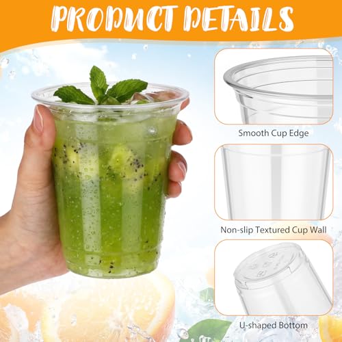 Jingmore 500pack 12oz Clear PET Plastic Cups Bulk, Sturdy Disposable Cold Drink Cups, Clear Reusable Party Drinking Tumblers with Reinforced Rim for Iced Coffee, Picnics, BBQ, Beverage, Commercial - size: 12oz