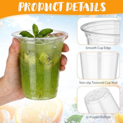 Jingmore 500pack 12oz Clear PET Plastic Cups Bulk, Sturdy Disposable Cold Drink Cups, Clear Reusable Party Drinking Tumblers with Reinforced Rim for Iced Coffee, Picnics, BBQ, Beverage, Commercial - size: 12oz