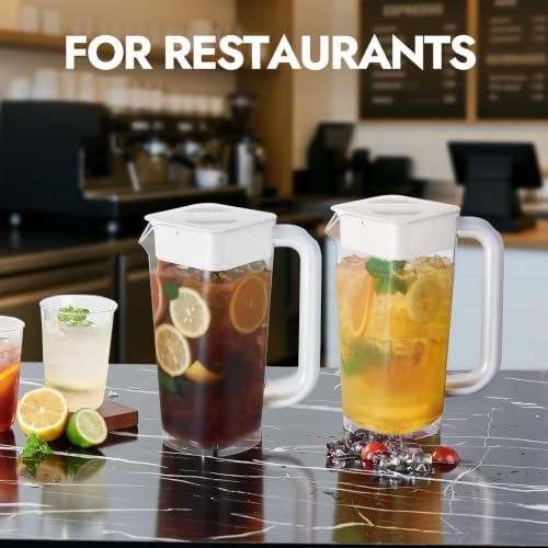 CURTA 4Pk 2L/68oz Plastic Pitcher w/Lid Handle, Meas Marks - color: White-4pack
