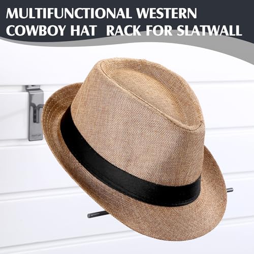 Zonon 10 Pack Slatwall Cowboy Hat Display Holder Western Cowboy Hat Display Rack Hooks Metal Slatwall Accessories Wall Mounted for Retail Shop Home Warehouse Organization (Grey) - color: Grey