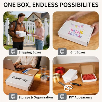 Fishat 9" x 6" x 2" White Corrugated Cardboard Shipping Boxes Set of 25 - size: 9" x 6" x 2"