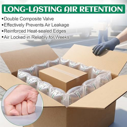 Air Pillows for Shipping with Hand Pump - 800 Count 3.54 x 7.87 in 100 Gallons Air Cushion– Inflatable Air Bags - Box Filler Packing Materials - Alternative to Packing Peanuts & Bubble Wrap - color: Deflated (Pump included), size: 800 Count