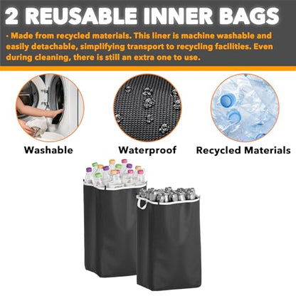 SpaceAid Recycling Bin for Kitchen 26 Gallon, 100L Recycle Bin with Lid and 2 Reusable Inner Bags, for Bottle Can Glass Plastic Stickers, White - color: White