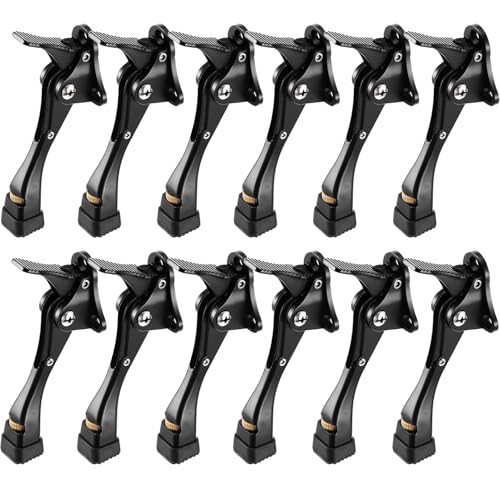 Nisorpa 12 Pieces Heavy Duty Black Door Stopper,Door Stops with Adjustable Rubber Tips for Bottom of Door Metal Kickdown Spring Door Stopper Kick Down Door Stop Door Prop to Keep Door Open