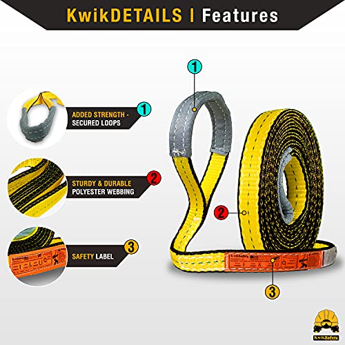KwikSafety - Charlotte, NC - Mighty Sumo 1”x 30’ Poly Web Sling Lifting Strap Construction ASME OSHA / 3200lbs Vertical 2550lbs Choker 6400lbs Basket/Rigging Moving Towing Hoisting Gear - size: 1"x30' | 3200 lbs